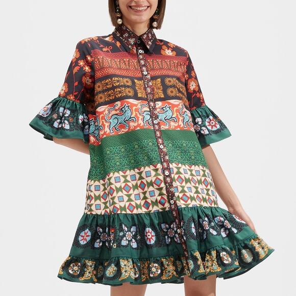 NWOT LA DOUBLE J CHOUX Patchwork Mini DRESS XXS - Picture 2 of 8